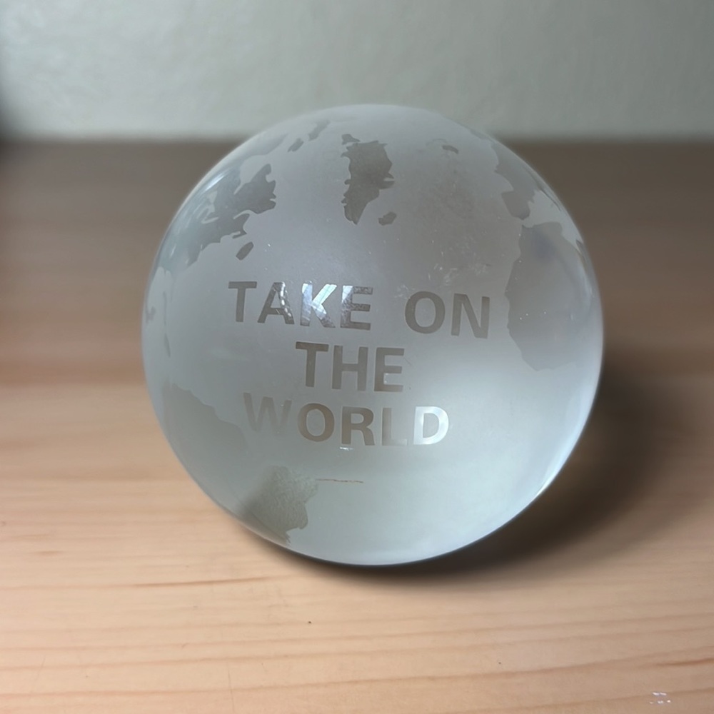 Vintage Hallmark Glass Globe "Take On The World" Paperweight